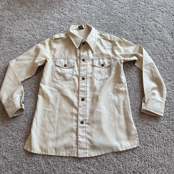 Vintage Beige Button Down Shirt - Picture 1 of 8